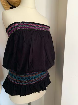 Top palabra de honor Mango negro multicolor