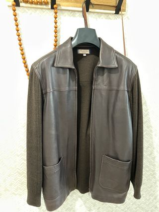 Chaqueta Christian Tissot Piel y Punto Marrón