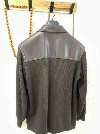 Chaqueta Christian Tissot Piel y Punto Marrón