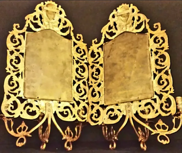 HERMOSA PAREJA APLIQUES CANDELABROS DE BRONCE