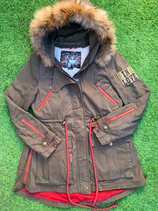 Parka Holy Preppy verde militar con capucha