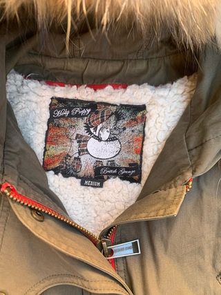Parka Holy Preppy verde militar con capucha