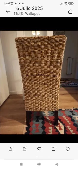 4 Sillas Ratán y Madera Teka.
