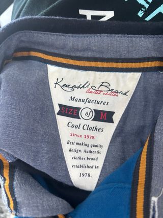 Polo Koroshi Manga Larga Azul y Gris