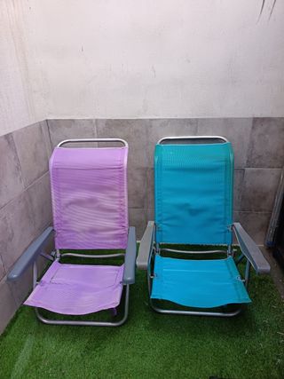 Sillas de Playa Plegables Morado y Turquesa