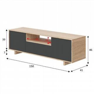 Mesa Tv Zaira 150 cm. Roble Canadian/Gris Antraci