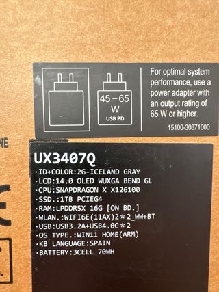 ASUS Zenbook A14 OLED UX3407QA-QD349W Copilot+ PC 