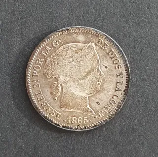 España 10 céntimos de escudo plata 1865 Isabel II