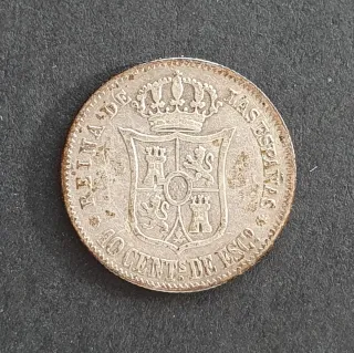 España 10 céntimos de escudo plata 1865 Isabel II
