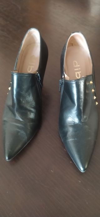 Botines Dibia Negros Tacon Alto Mujer