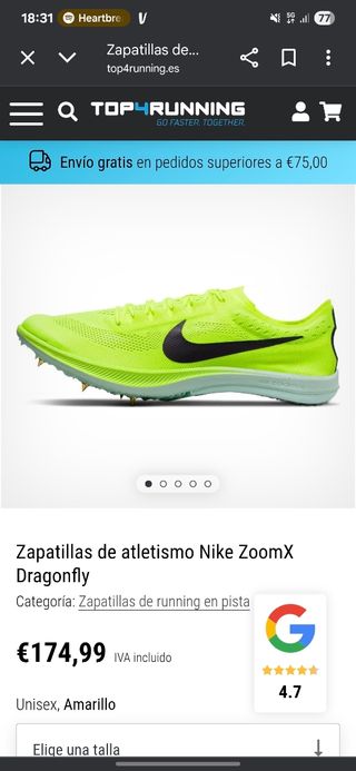 Nike ZoomX Dragonfly - Amarillo