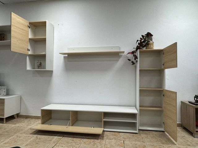 Mueble TV y Modulos Verticales Blanco Nuevo