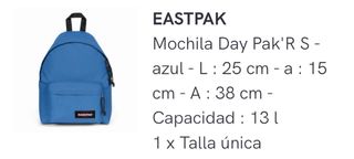 Mochila Eastpak 13L Azul NUEVA SIN ESTRENAR