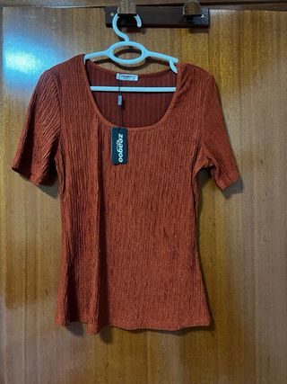 Camiseta Zegoo manga corta color teja