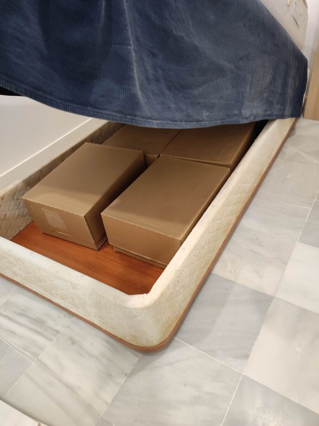 Canapé 90cm azul y blanco y colchón pikolin