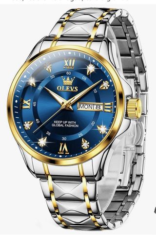 Reloj OLEVS Analógico Hombre Azul y Dorado