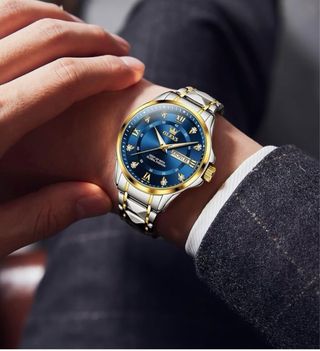 Reloj OLEVS Analógico Hombre Azul y Dorado