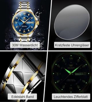 Reloj OLEVS Analógico Hombre Azul y Dorado