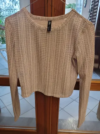 Maglietta Zara donna beige/nera taglia S