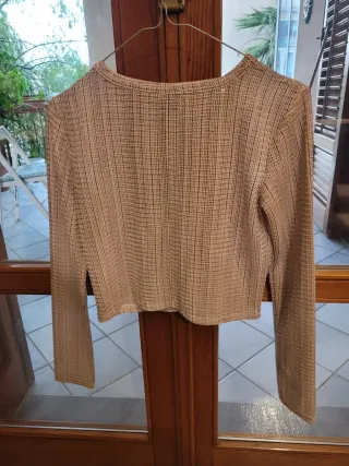 Maglietta Zara donna beige/nera taglia S