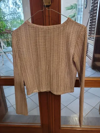 Maglietta Zara donna beige/nera taglia S