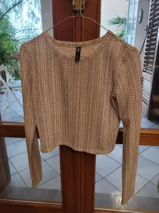 Maglietta Zara donna beige/nera taglia S