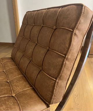 Sillón Diseño Barcelona Piel Marrón y Metal