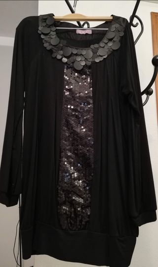 Blusa cóctel negra lentejuelas