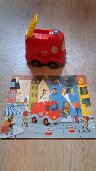 Coche Bomberos y Puzzle Infantil