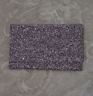 Bolso de fiesta purpurina morado y plata