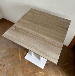 Mesa alta madera y blanca