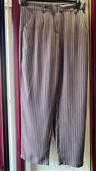 Pantalón Meisie rayas azul y marrón