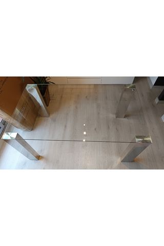 Mesa de cristal transparente extensible 160/260x90
