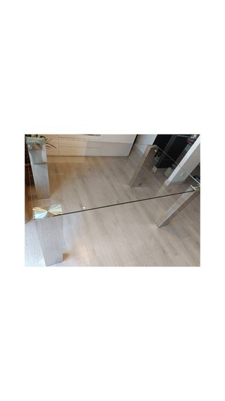 Mesa de cristal transparente extensible 160/260x90