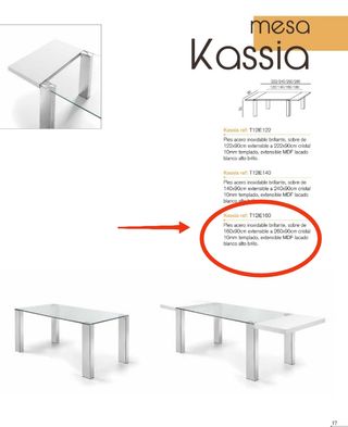 Mesa de cristal transparente extensible 160/260x90