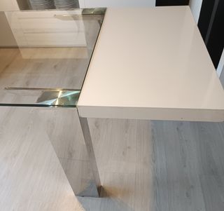 Mesa de cristal transparente extensible 160/260x90
