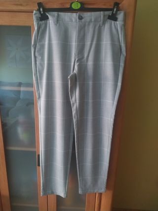 Pantalones Bershka grises a cuadros