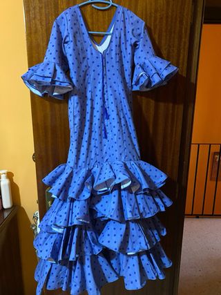 Vestido Flamenca Azul con Lunares Talla12