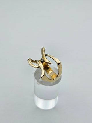 Anillo Oro 18K, Diseño Abstracto Diamante, T-23