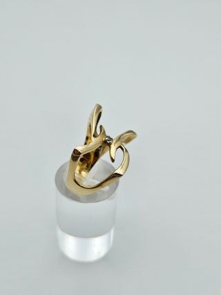 Anillo Oro 18K, Diseño Abstracto Diamante, T-23