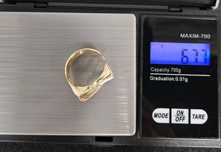 Anillo Oro 18K, Diseño Abstracto Diamante, T-23