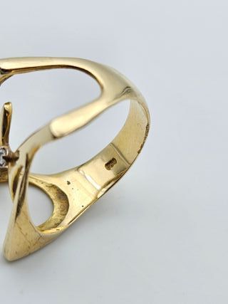 Anillo Oro 18K, Diseño Abstracto Diamante, T-23
