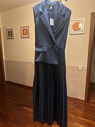 Abito lungo color ottanio