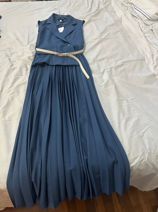 Abito lungo color ottanio