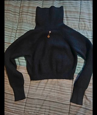 Maglioncino donna collo alto bottoni oro XS