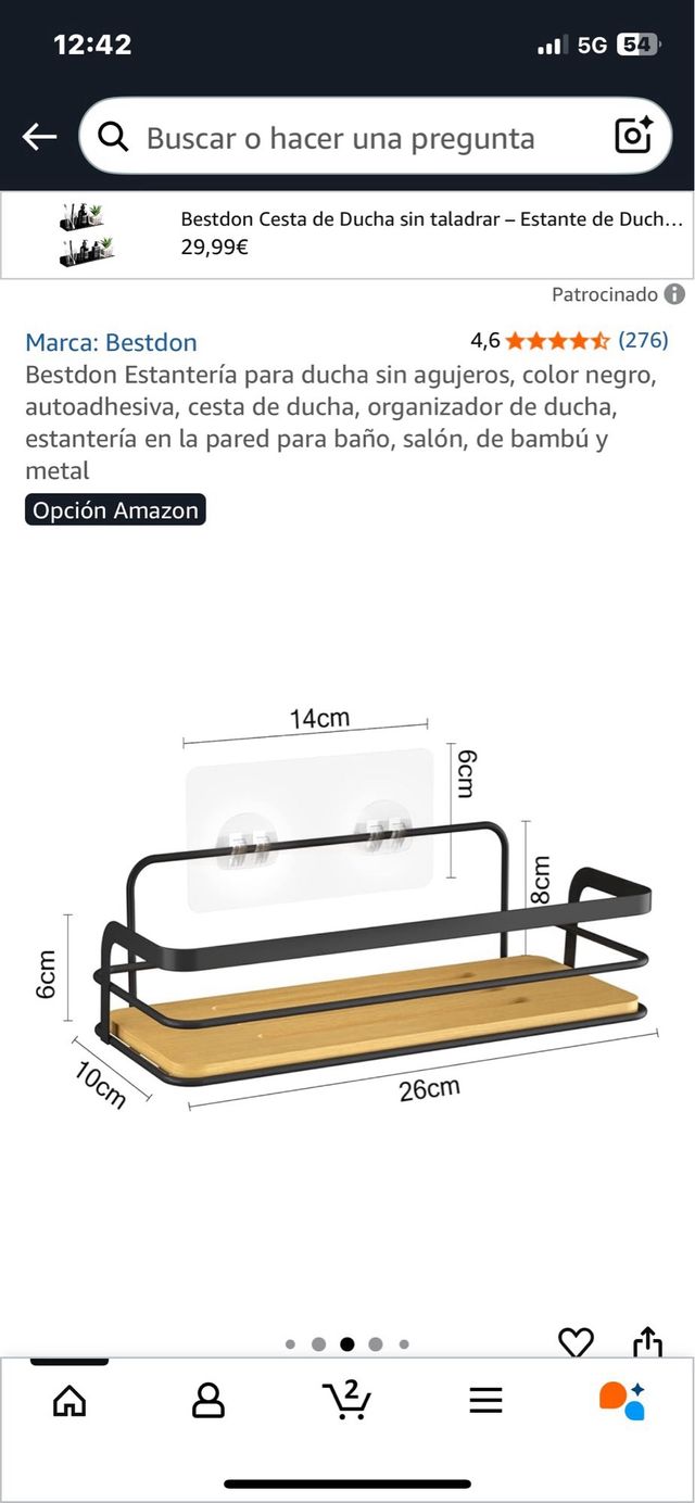 Prateleira de chuveiro Bestdon sem broca. Ref. 57