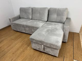 Divano letto a 3 posti design grigio chiaro