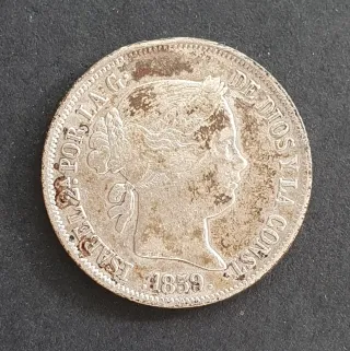 España 4 reales plata 1859 Isabel II
