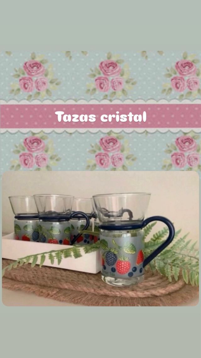 Juego de 6 tazas vintage con diseño de frutas