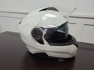 Casco de moto blanco modular con pinlock